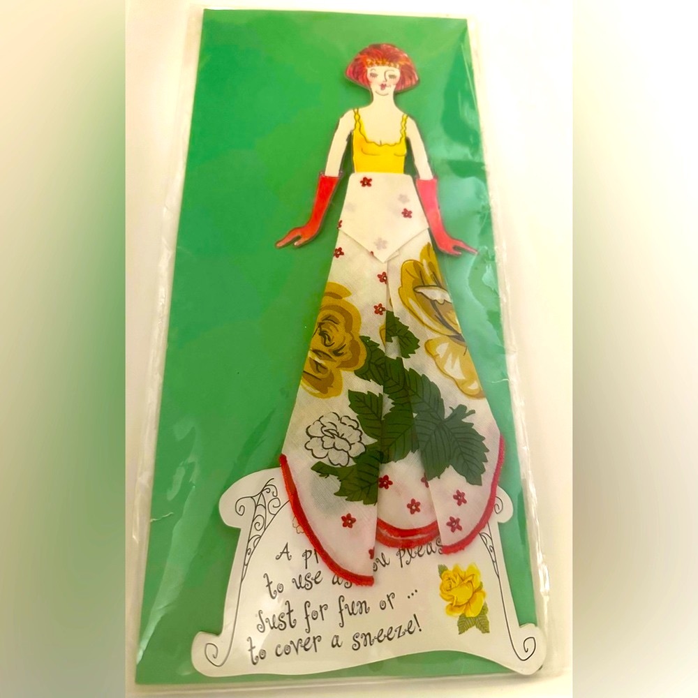 NEW NIB Two’s Company Novelty Paper Doll Handkerchief Hankie GIFT Get Well Wish